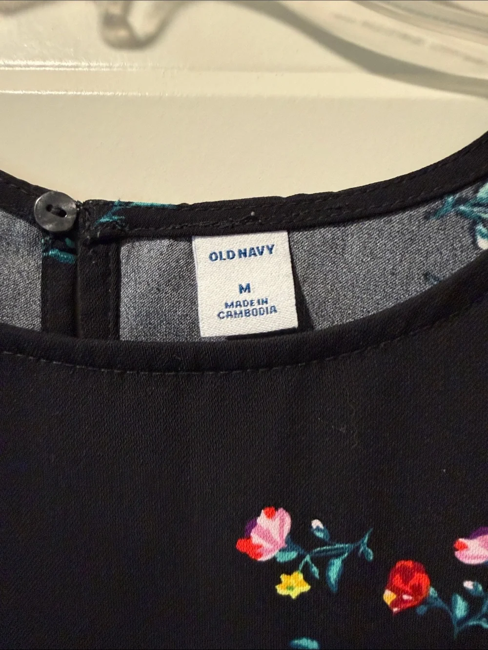 Old Navy Black Dress with Red Floral Print